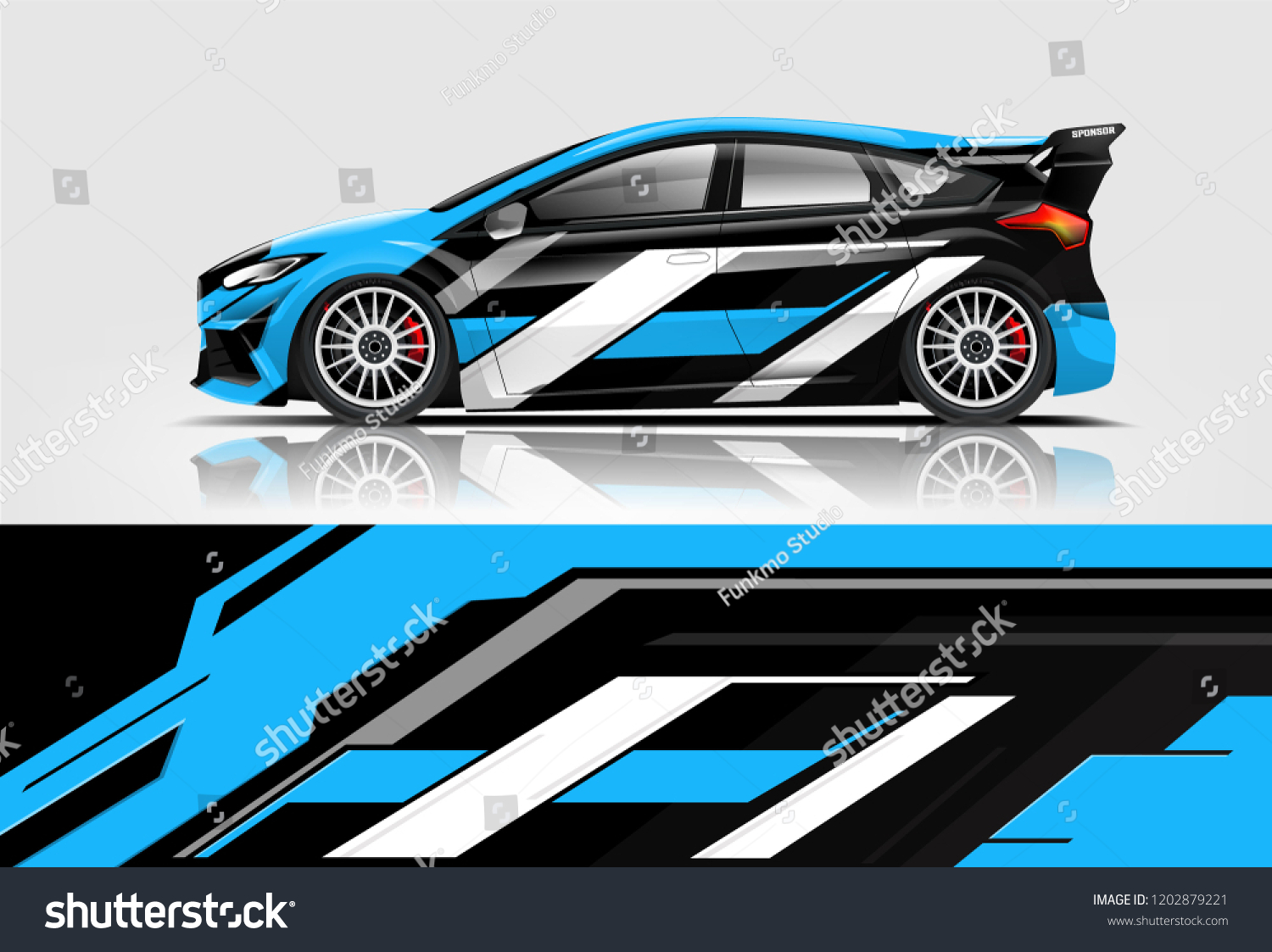Car decal wrap design vector. Graphic abstract stripe racing background kit designs for vehicle, race car, rally, adventure and livery