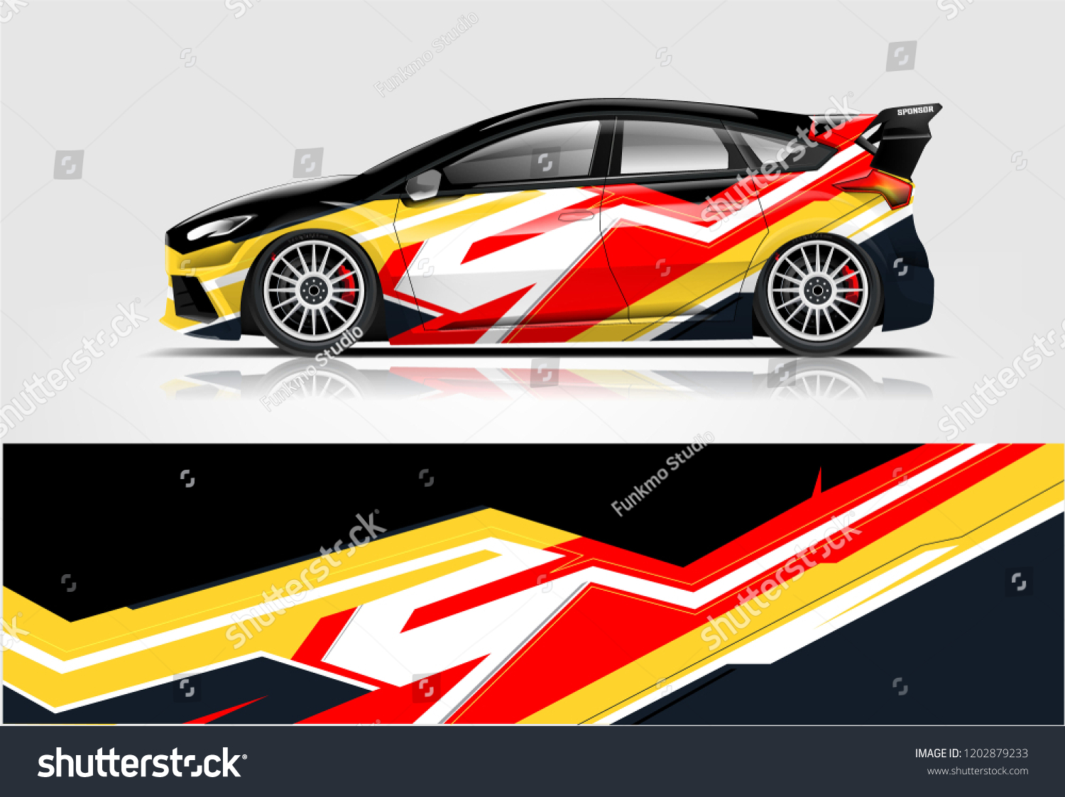 Car decal wrap design vector. Graphic abstract stripe racing background kit designs for vehicle, race car, rally, adventure and livery