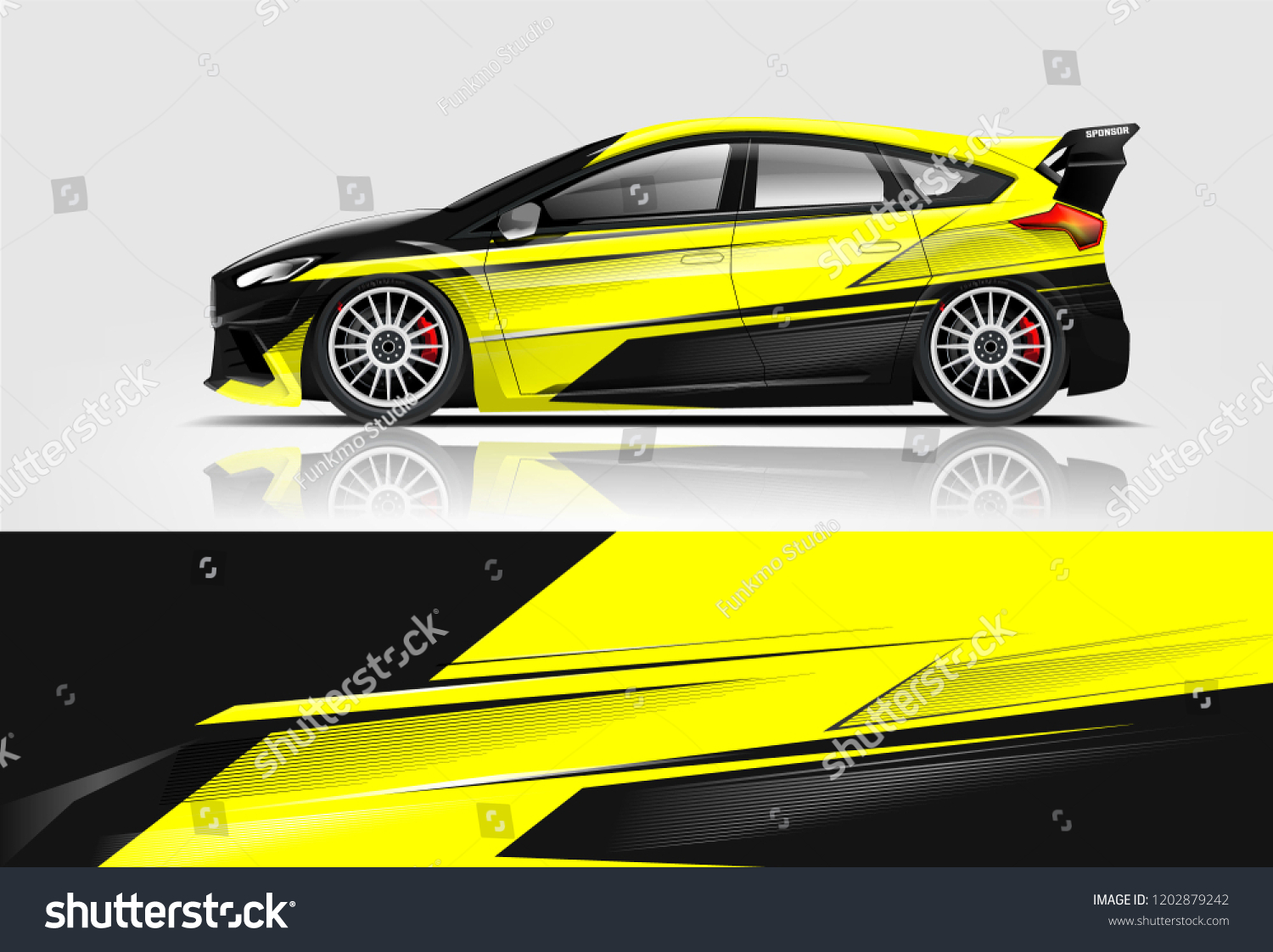Car decal wrap design vector. Graphic abstract stripe racing background kit designs for vehicle, race car, rally, adventure and livery
