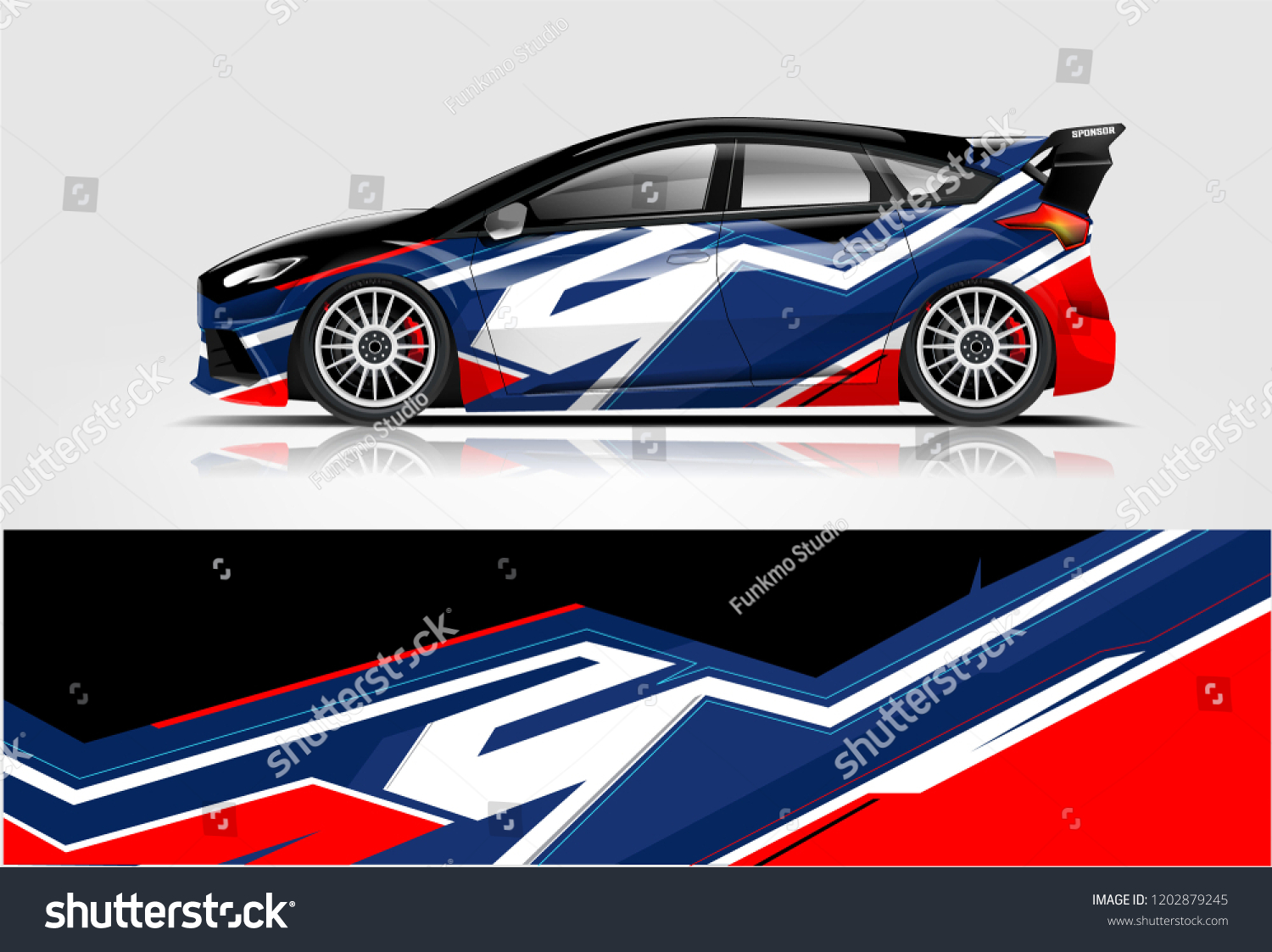 Car decal wrap design vector. Graphic abstract stripe racing background kit designs for vehicle, race car, rally, adventure and livery