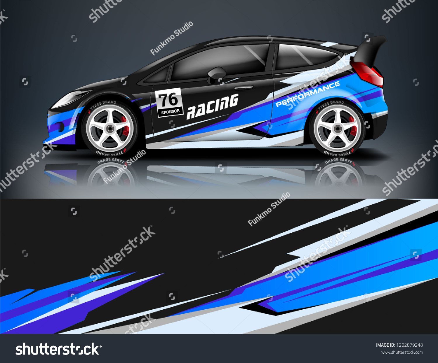 Car decal wrap design vector. Graphic abstract stripe racing background kit designs for vehicle, race car, rally, adventure and livery