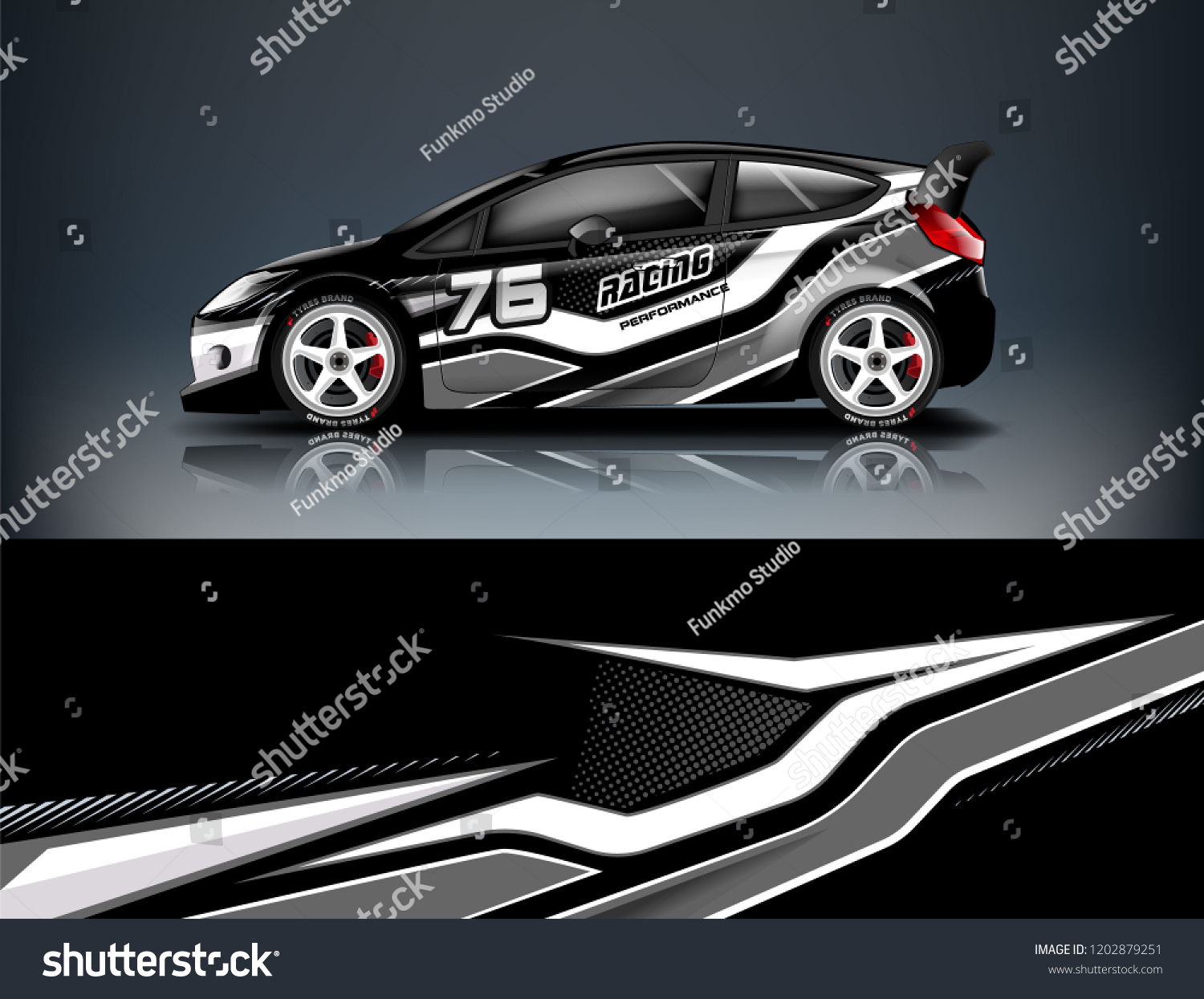 Car decal wrap design vector. Graphic abstract stripe racing background kit designs for vehicle, race car, rally, adventure and livery