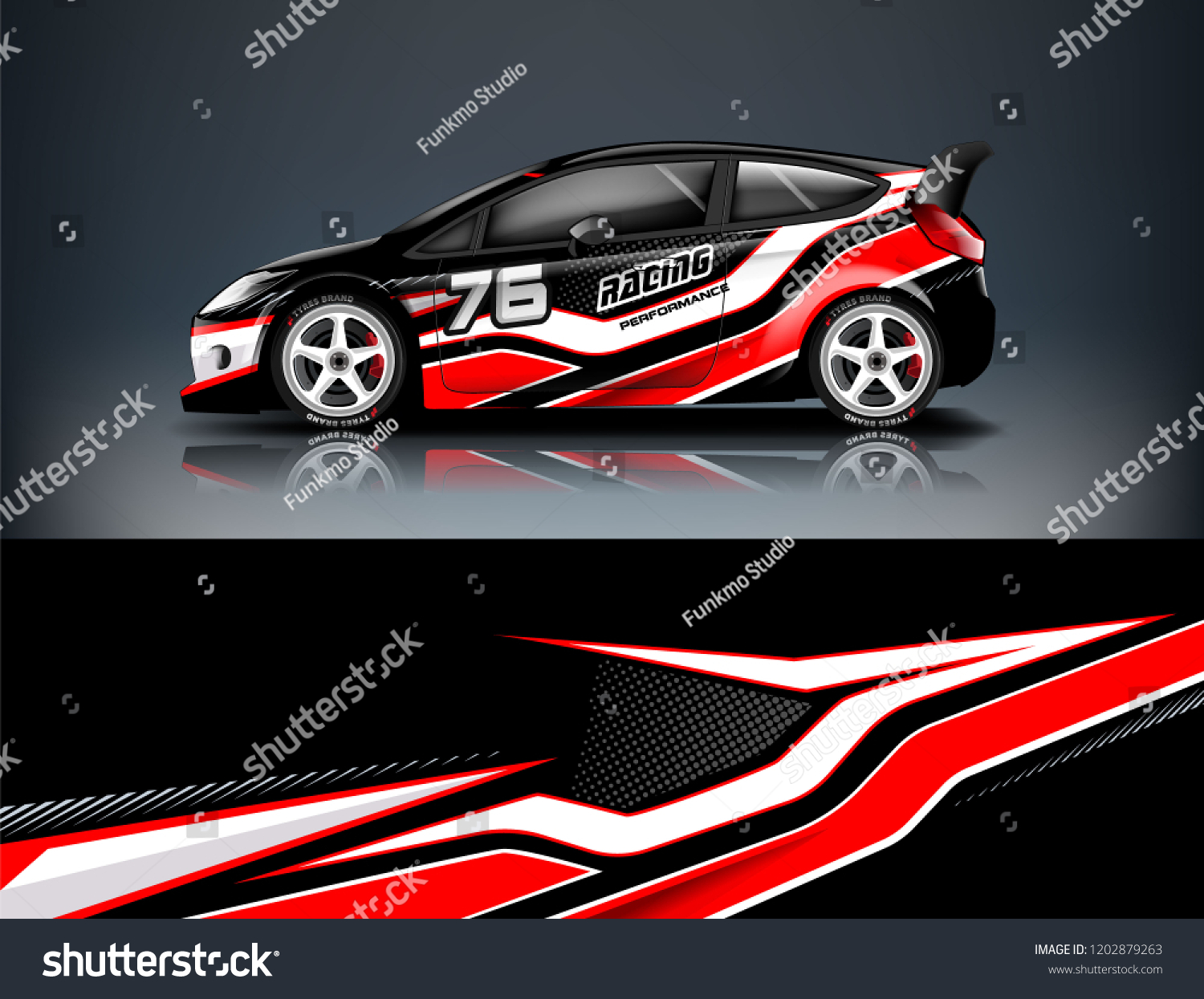 Car decal wrap design vector. Graphic abstract stripe racing background kit designs for vehicle, race car, rally, adventure and livery