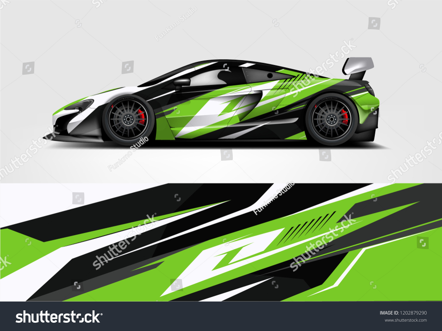 Car decal wrap design vector. Graphic abstract stripe racing background kit designs for vehicle, race car, rally, adventure and livery
