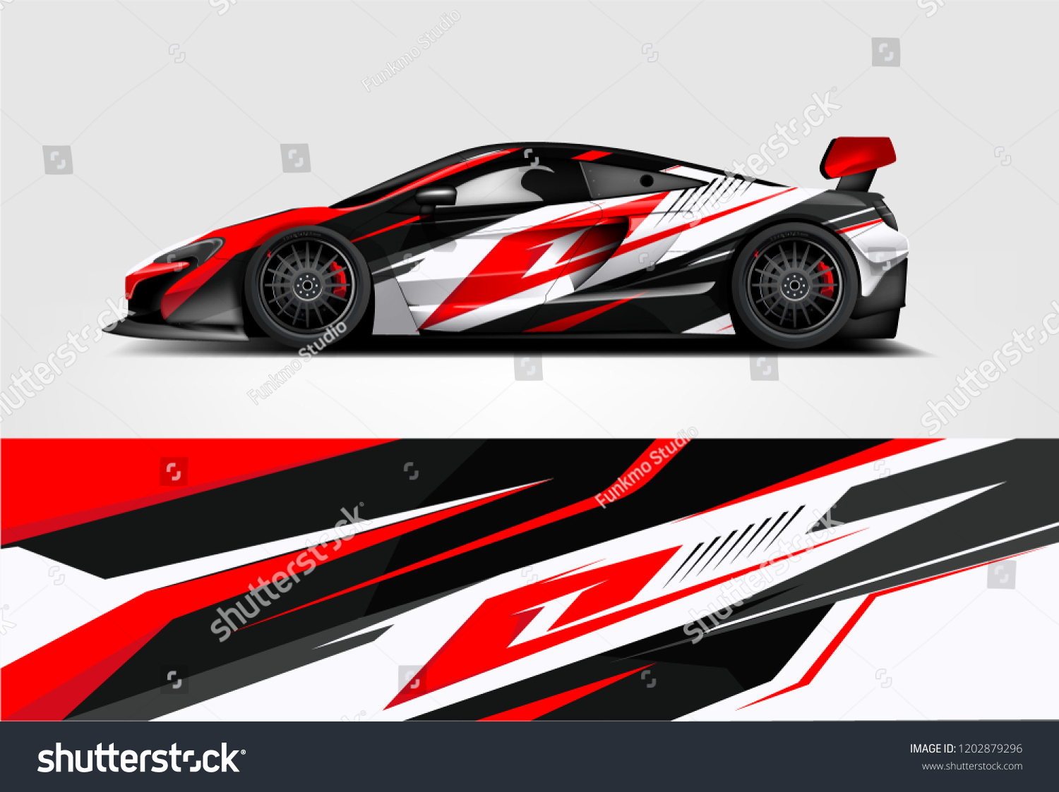 Car decal wrap design vector. Graphic abstract stripe racing background kit designs for vehicle, race car, rally, adventure and livery