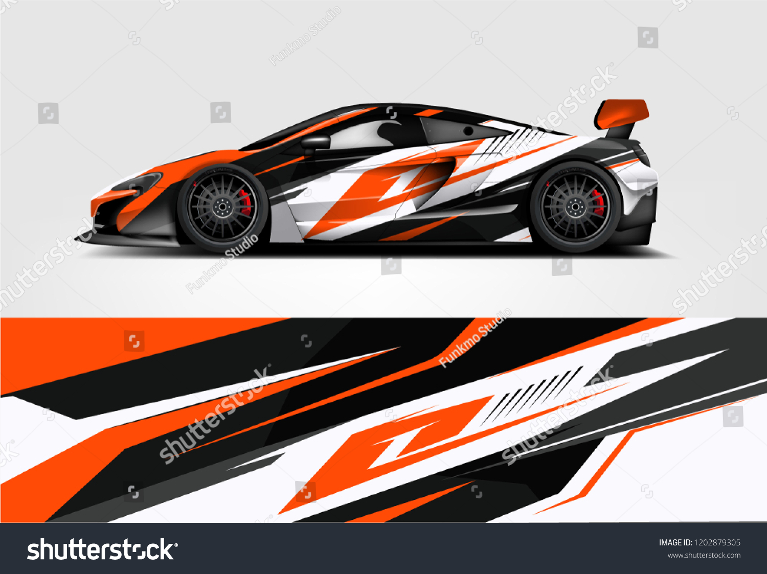 Car decal wrap design vector. Graphic abstract stripe racing background kit designs for vehicle, race car, rally, adventure and livery