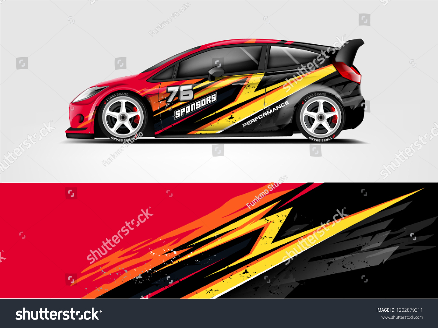 Car decal wrap design vector. Graphic abstract stripe racing background kit designs for vehicle, race car, rally, adventure and livery