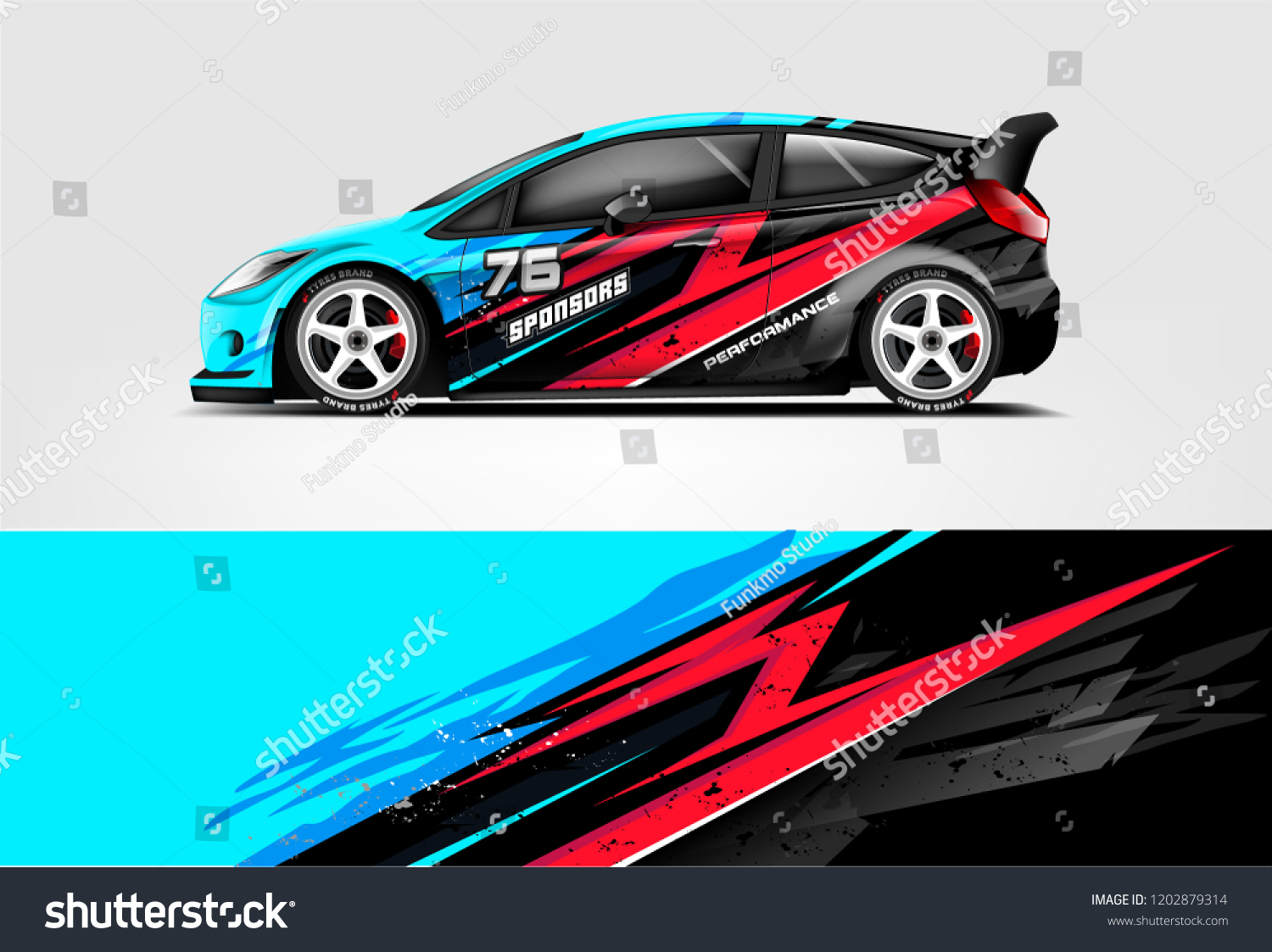 Car decal wrap design vector. Graphic abstract stripe racing background kit designs for vehicle, race car, rally, adventure and livery