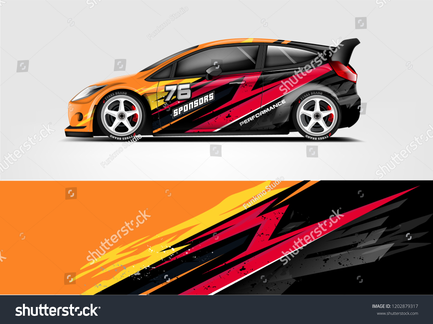 Car decal wrap design vector. Graphic abstract stripe racing background kit designs for vehicle, race car, rally, adventure and livery