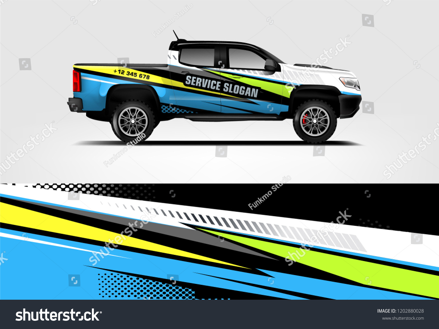 Truck wrap design. Wrap, sticker and decal design for company. Vector format