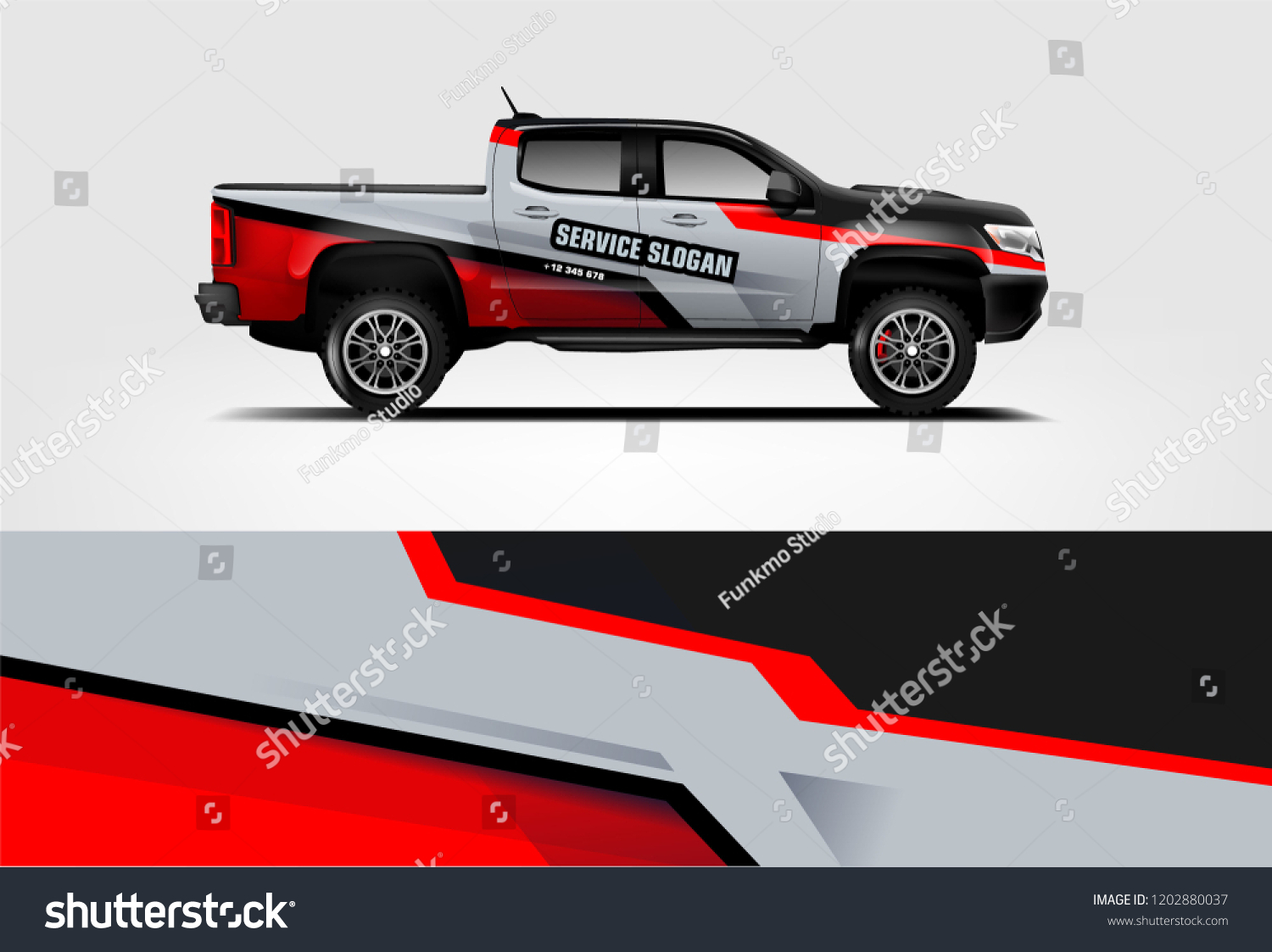 Truck wrap design. Wrap, sticker and decal design for company. Vector format
