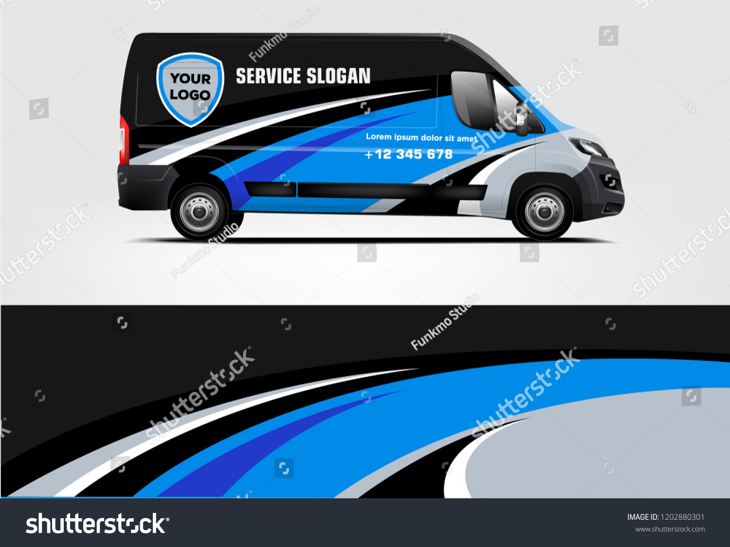 Van wrap design. Wrap, sticker and decal design for company. Vector format