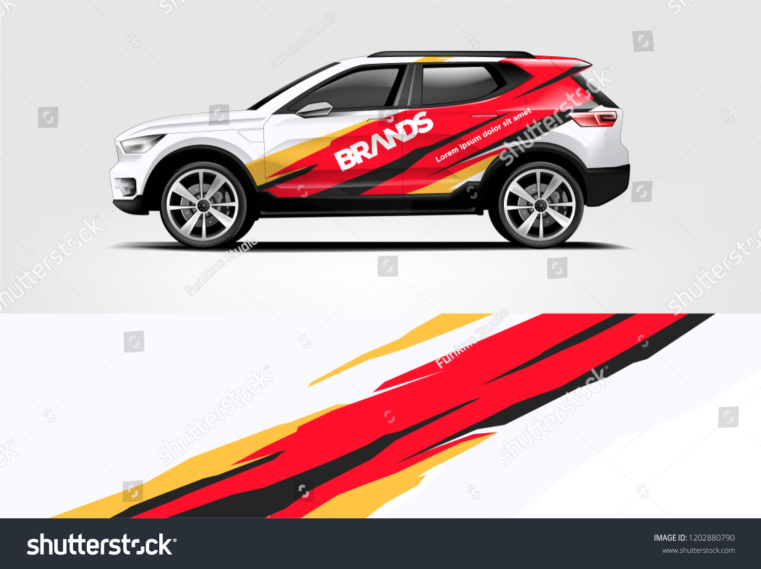 SUV wrap design. Wrap, sticker and decal design for company. Vector format