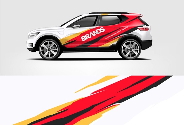 SUV wrap design. Wrap, sticker and decal design for company. Vector format