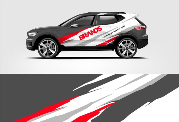 SUV wrap design. Wrap, sticker and decal design for company. Vector format