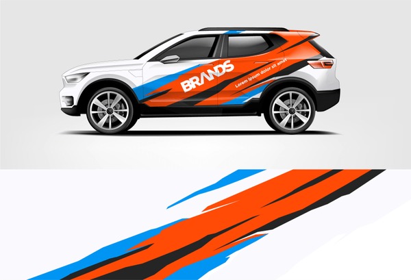 SUV wrap design. Wrap, sticker and decal design for company. Vector format