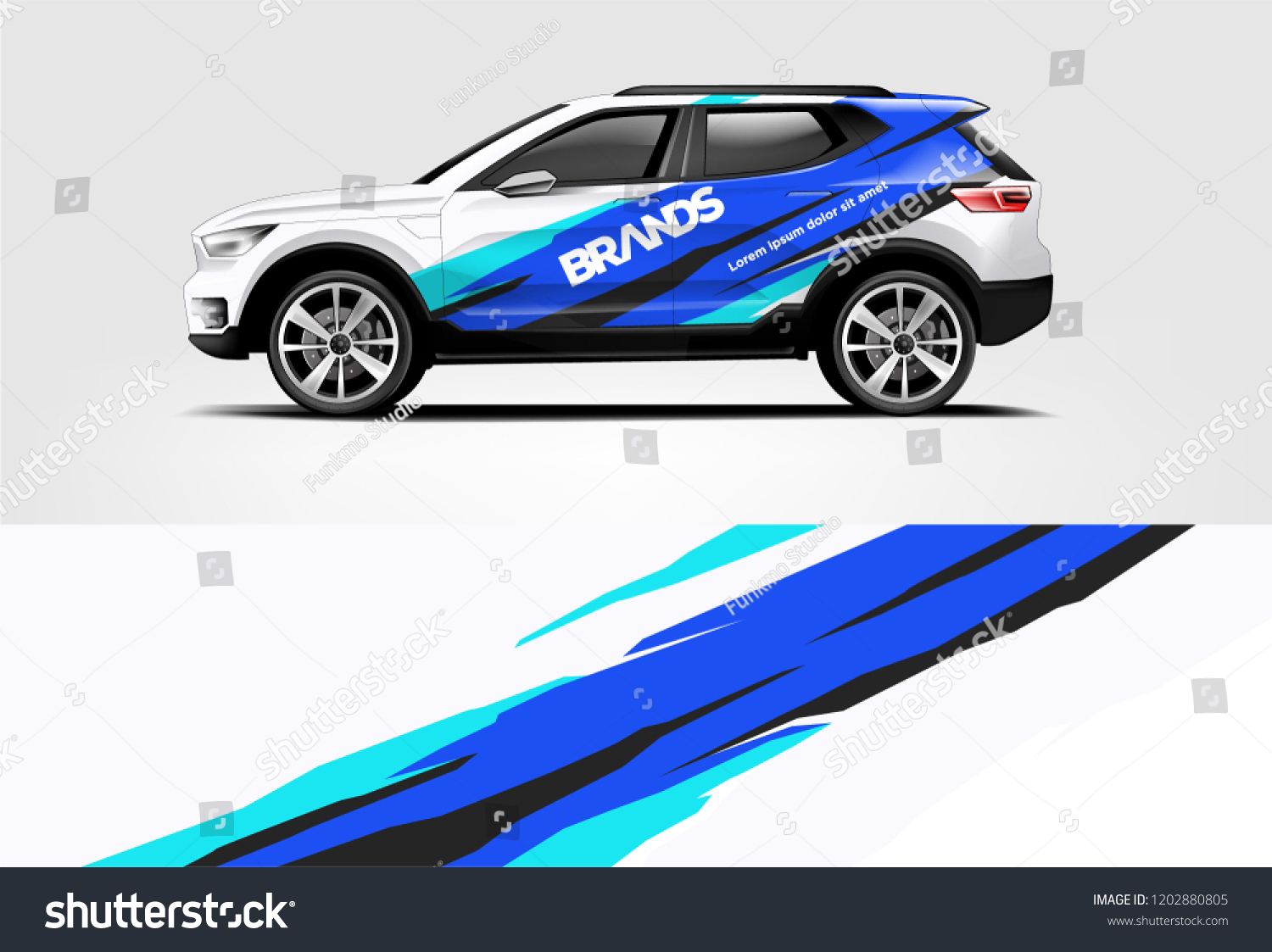 SUV wrap design. Wrap, sticker and decal design for company. Vector format