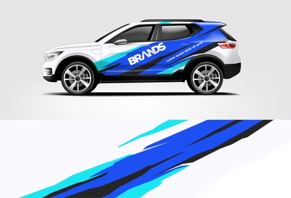 SUV wrap design. Wrap, sticker and decal design for company. Vector format