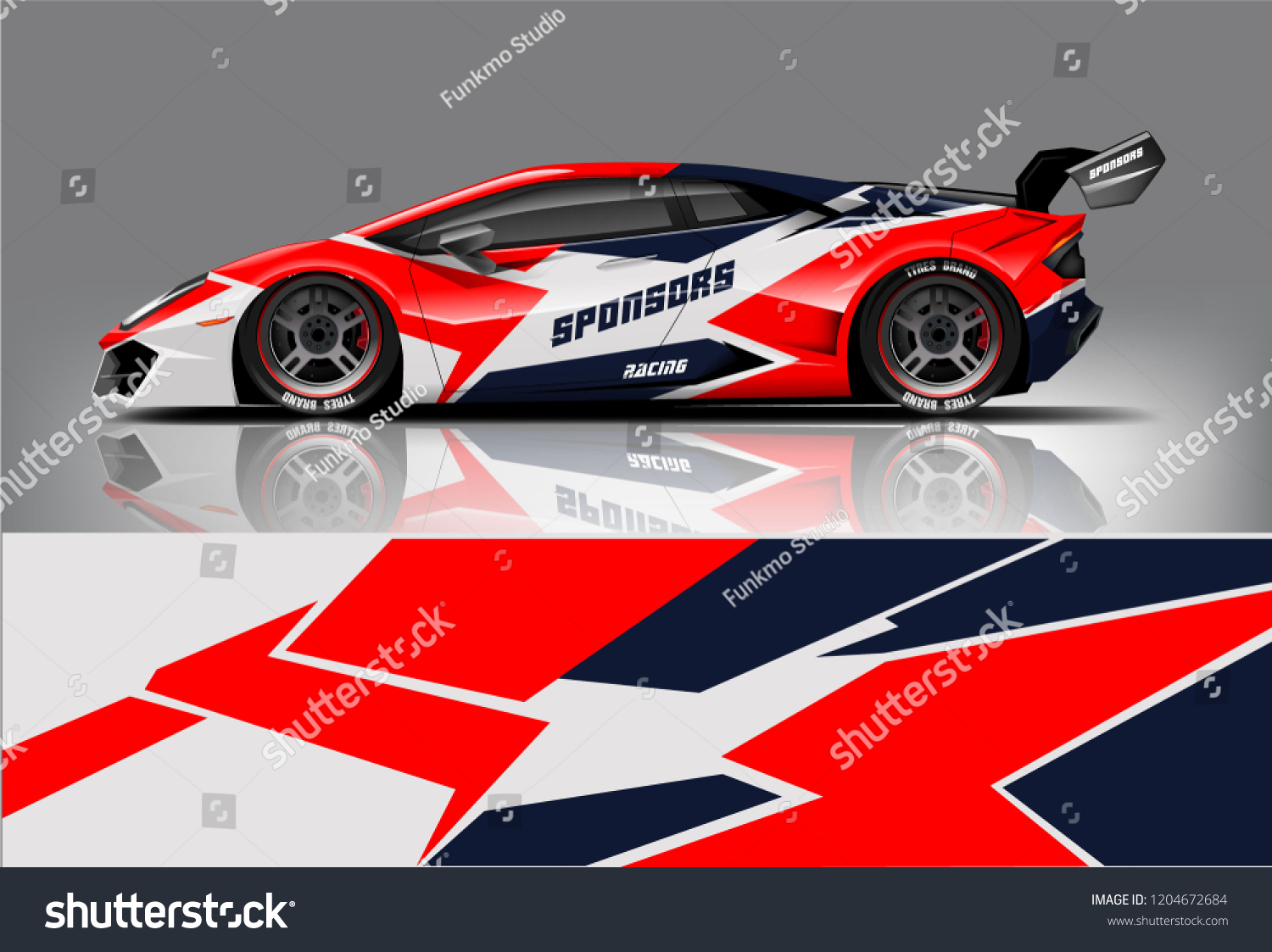 Racing car wrap design. sedan hatchback and sport car wrap design. abstract background with vector.