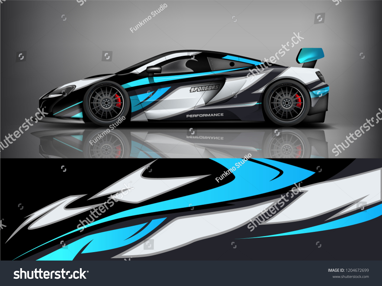 Racing car wrap design. sedan hatchback and sport car wrap design. abstract background with vector.