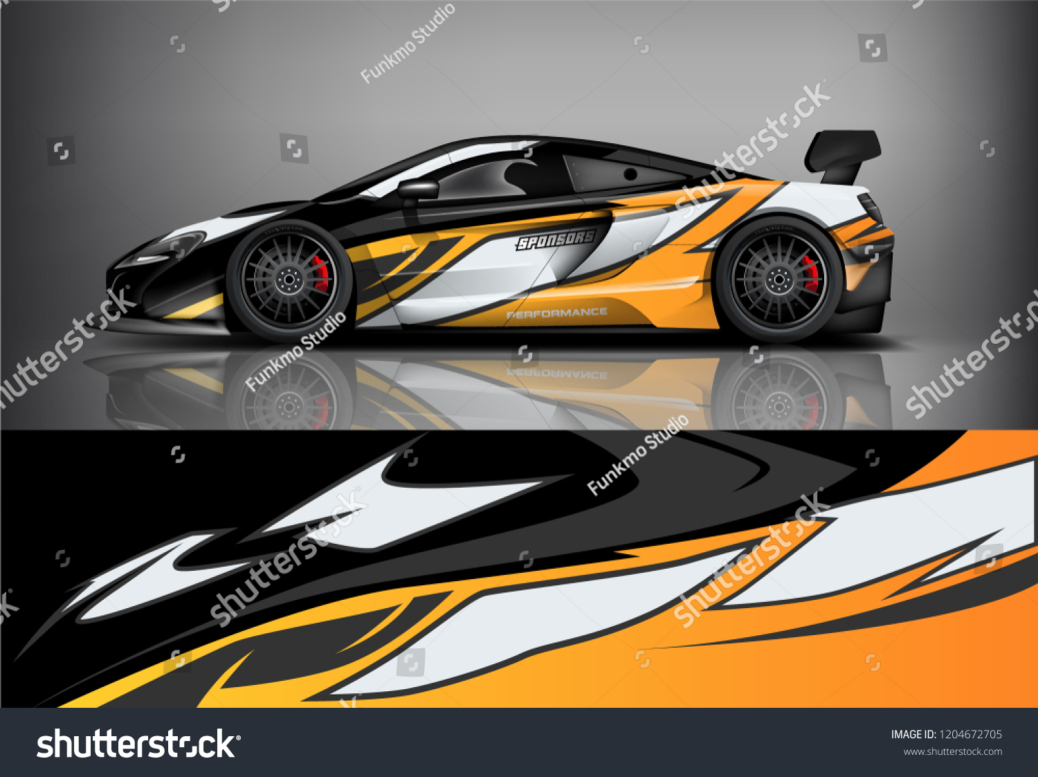Racing car wrap design. sedan hatchback and sport car wrap design. abstract background with vector.