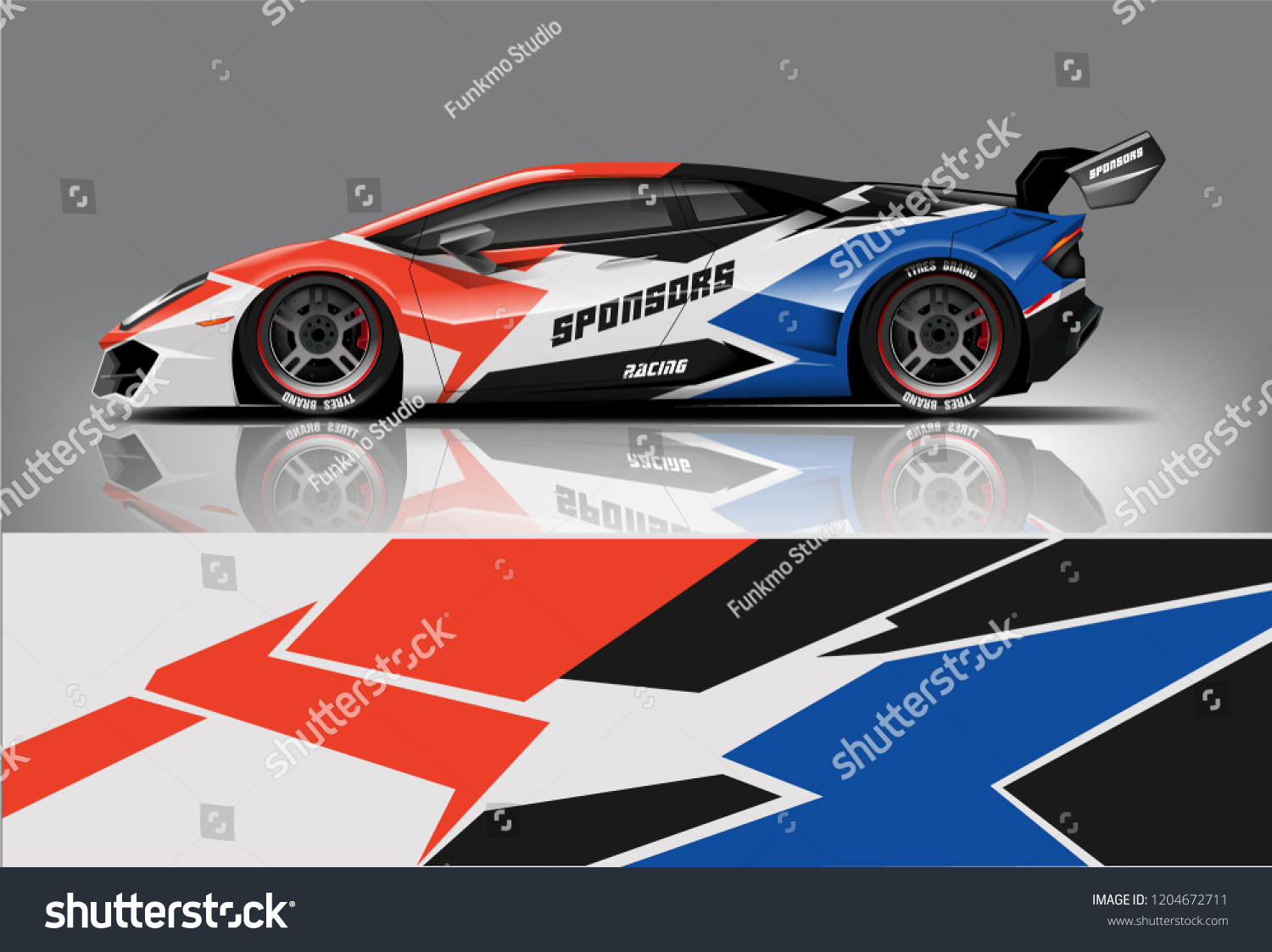 Racing car wrap design. sedan hatchback and sport car wrap design. abstract background with vector.