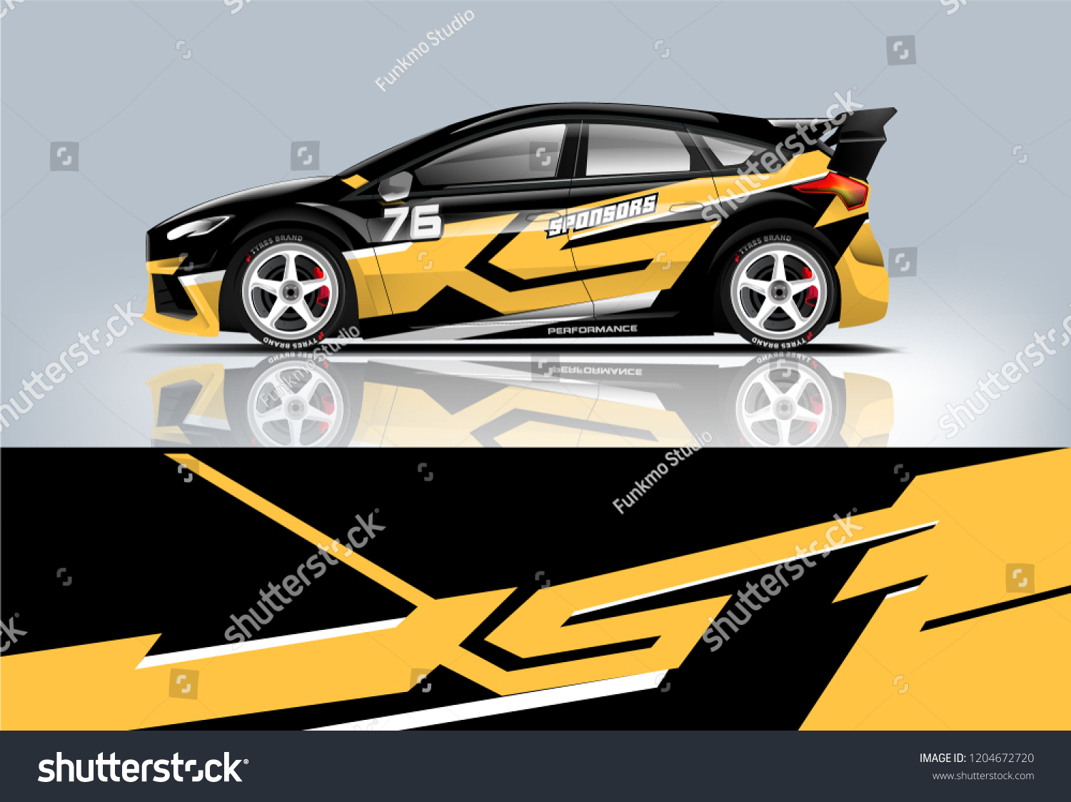 Racing car wrap design. sedan hatchback and sport car wrap design. abstract background with vector.