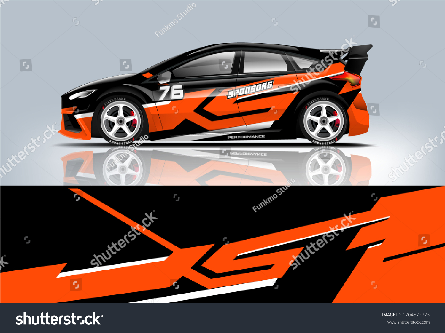 Racing car wrap design. sedan hatchback and sport car wrap design. abstract background with vector.