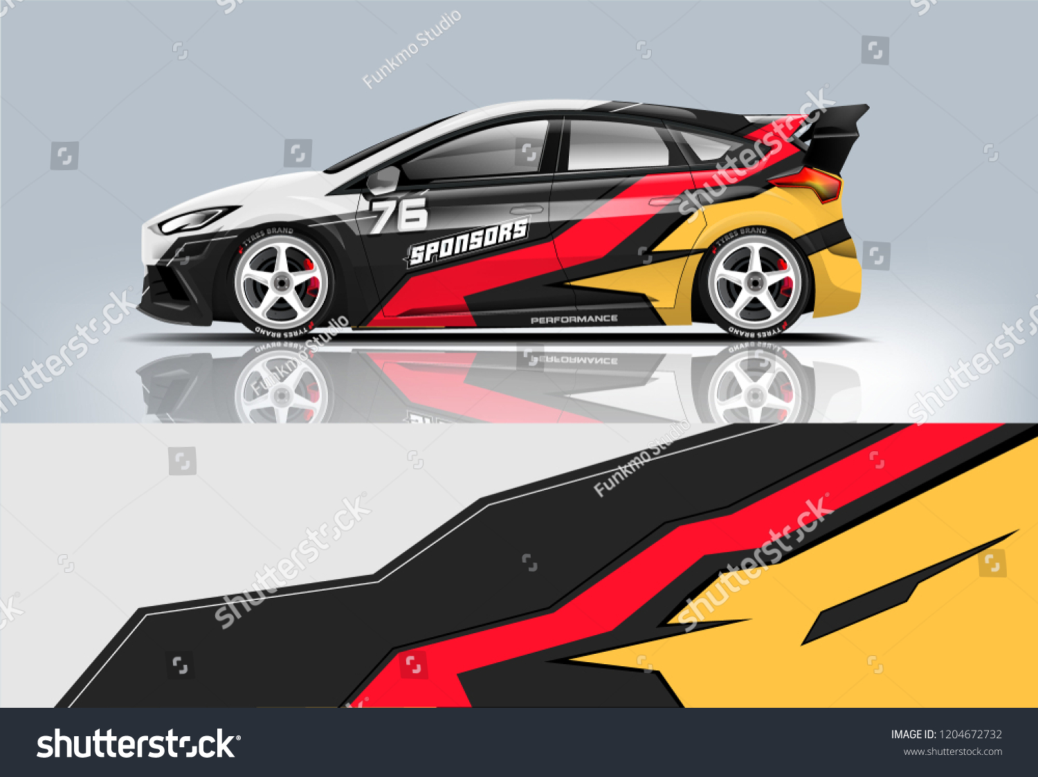 Racing car wrap design. sedan hatchback and sport car wrap design. abstract background with vector.
