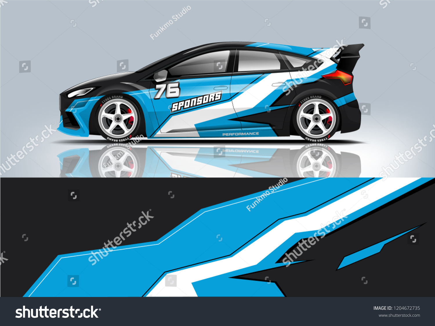 Racing car wrap design. sedan hatchback and sport car wrap design. abstract background with vector.