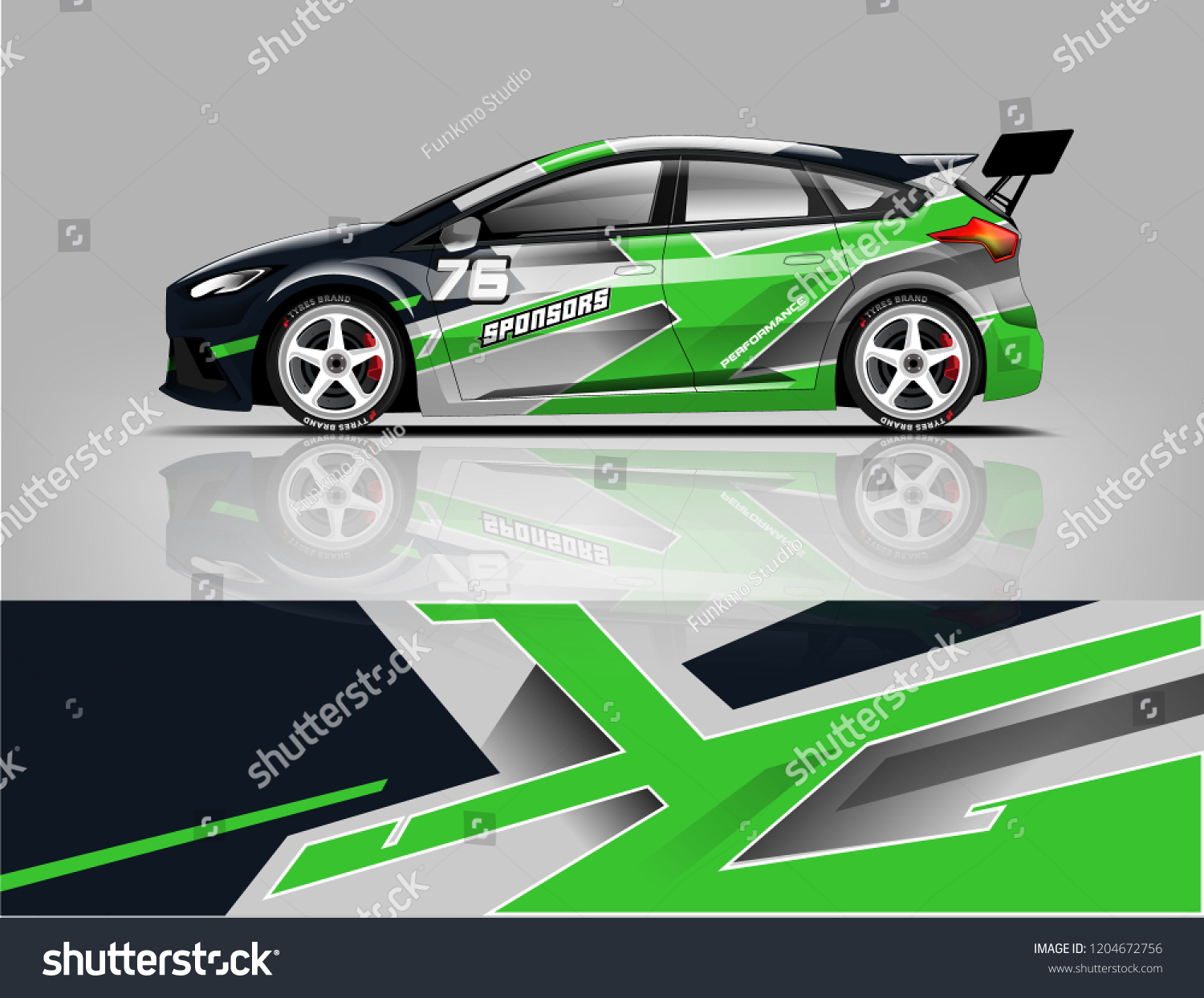 Racing car wrap design. sedan hatchback and sport car wrap design. abstract background with vector.