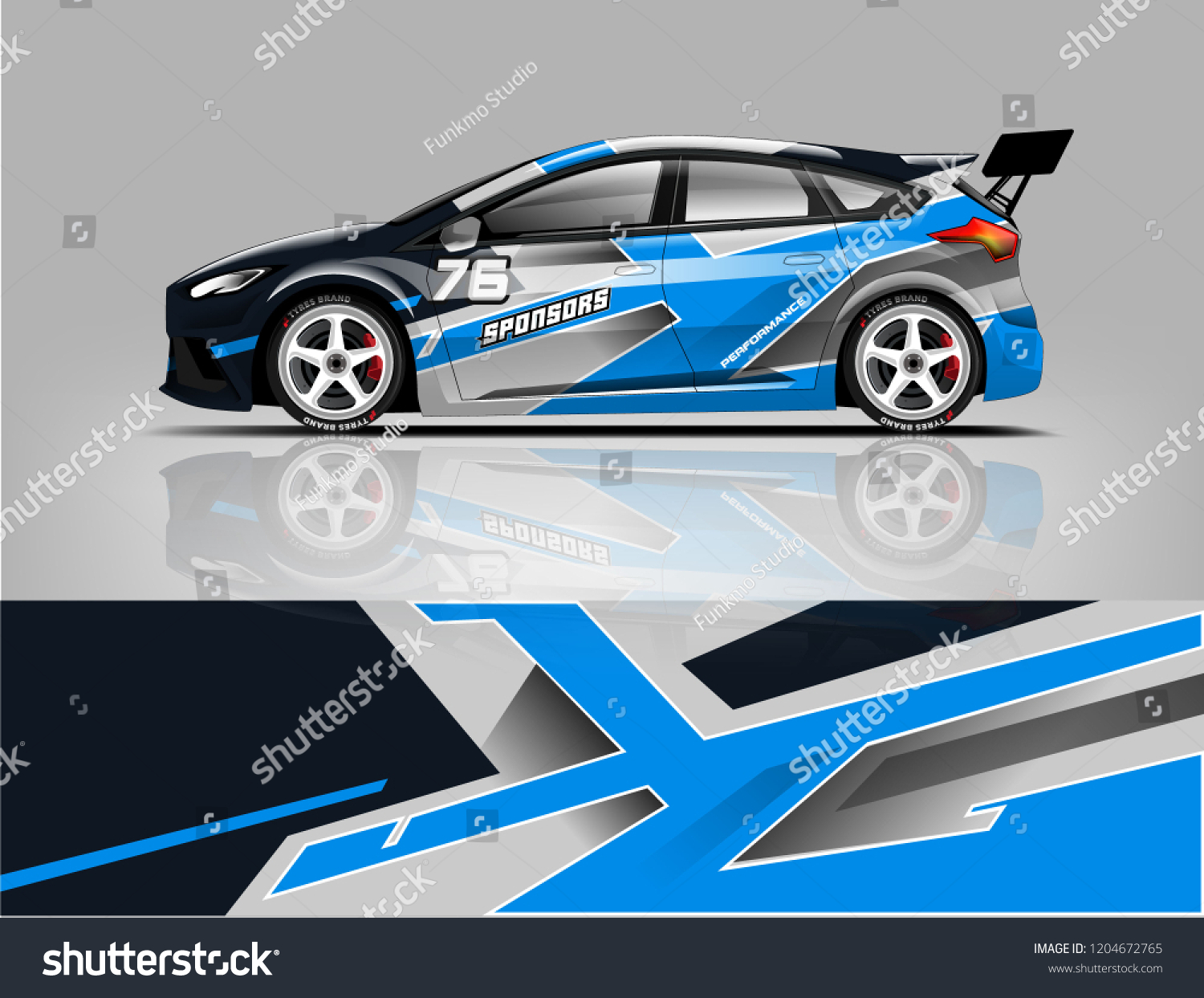 Racing car wrap design. sedan hatchback and sport car wrap design. abstract background with vector.