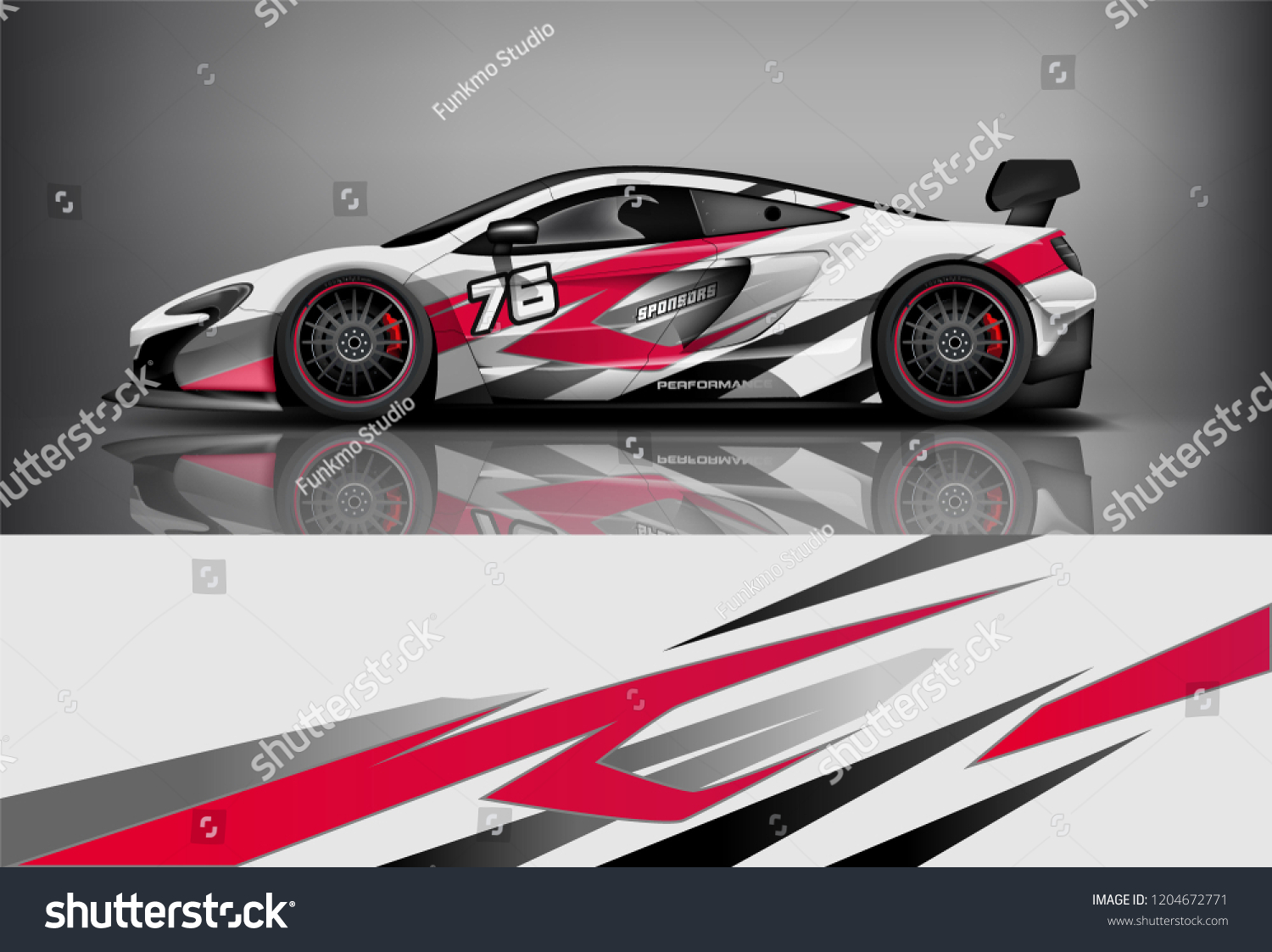 Racing car wrap design. sedan hatchback and sport car wrap design. abstract background with vector.