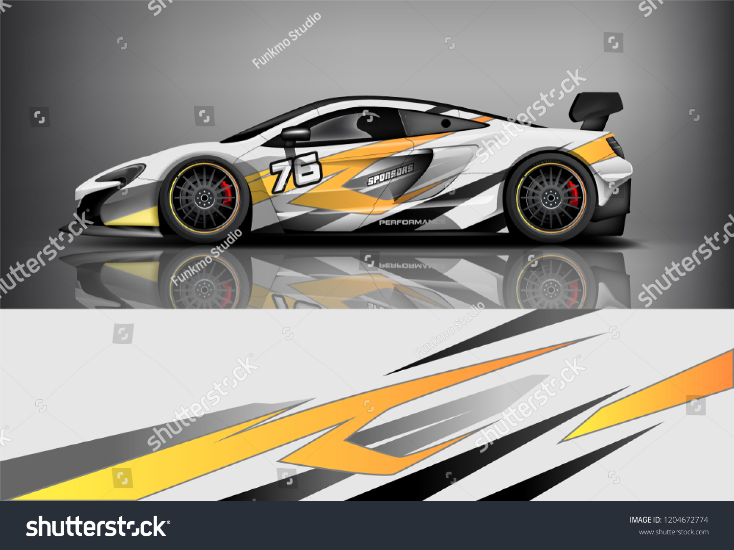 Racing car wrap design. sedan hatchback and sport car wrap design. abstract background with vector.