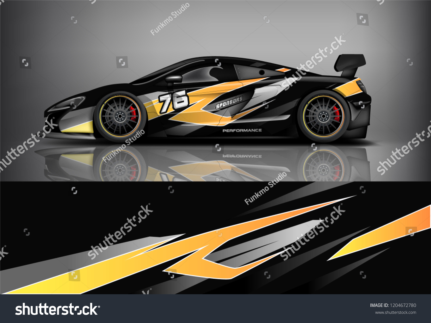 Racing car wrap design. sedan hatchback and sport car wrap design. abstract background with vector.