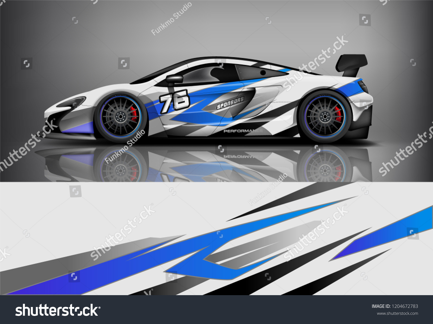 Racing car wrap design. sedan hatchback and sport car wrap design. abstract background with vector.