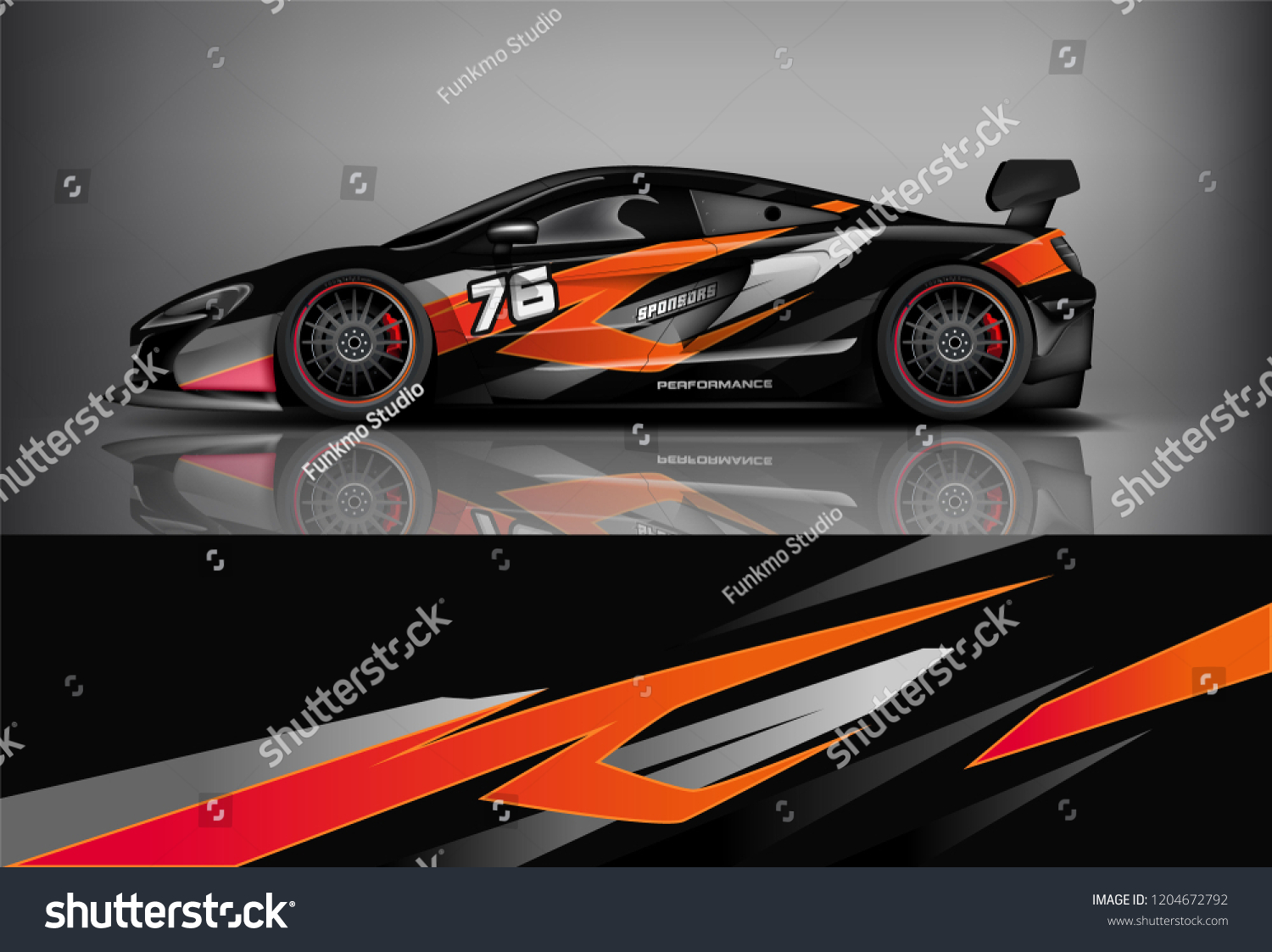 Racing car wrap design. sedan hatchback and sport car wrap design. abstract background with vector.