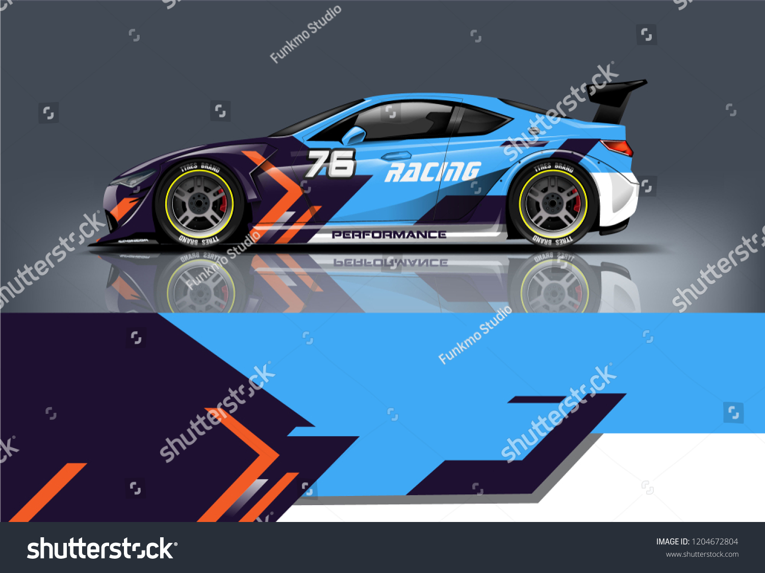 Racing car wrap design. sedan hatchback and sport car wrap design. abstract background with vector.