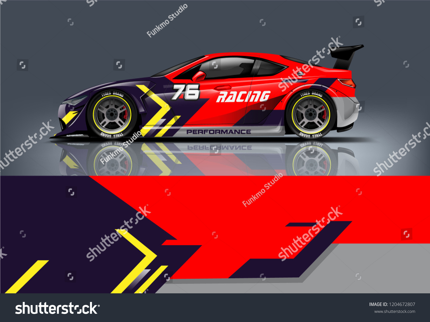 Racing car wrap design. sedan hatchback and sport car wrap design. abstract background with vector.