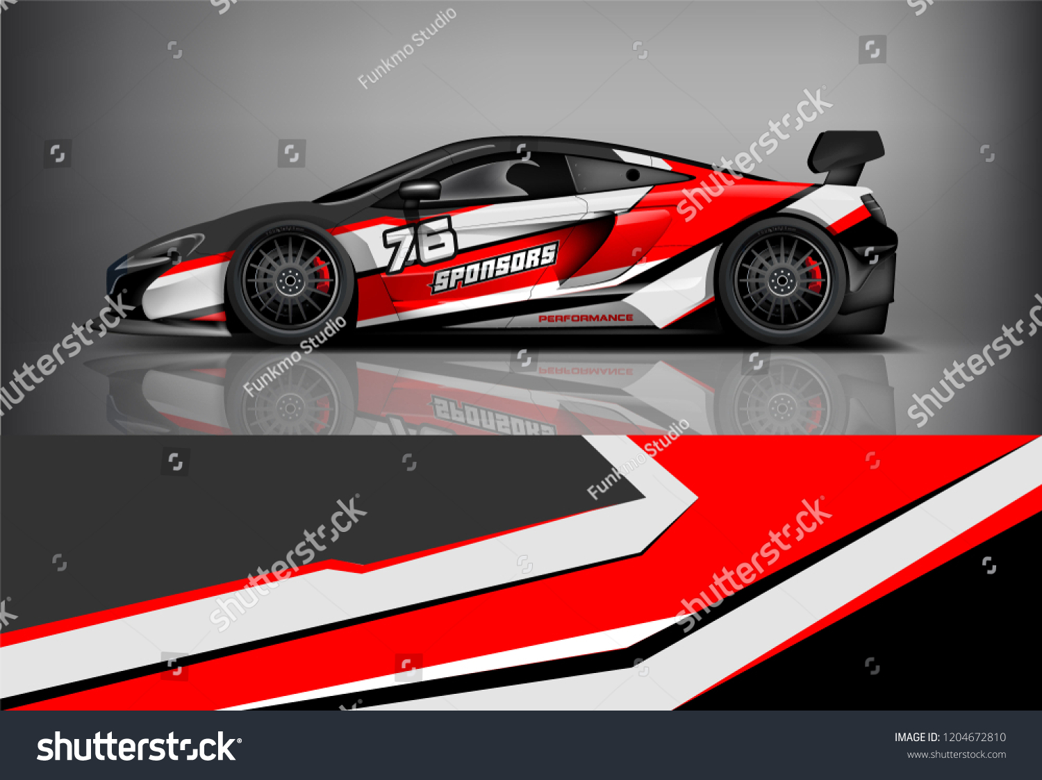 Racing car wrap design. sedan hatchback and sport car wrap design. abstract background with vector.