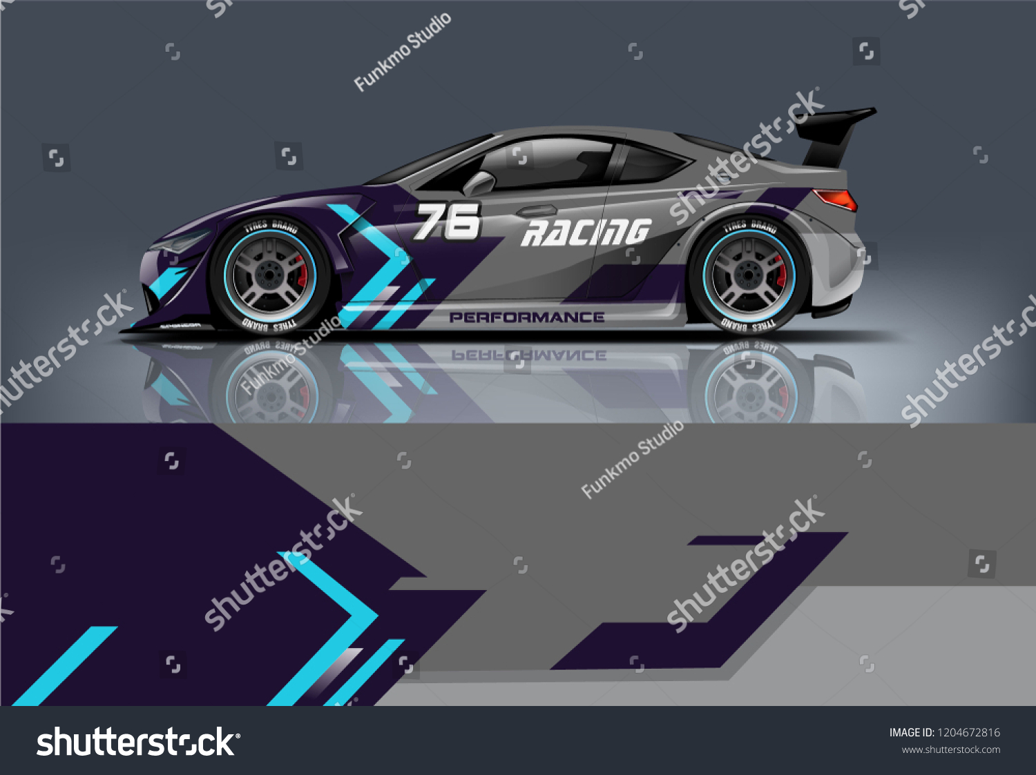 Racing car wrap design. sedan hatchback and sport car wrap design. abstract background with vector.