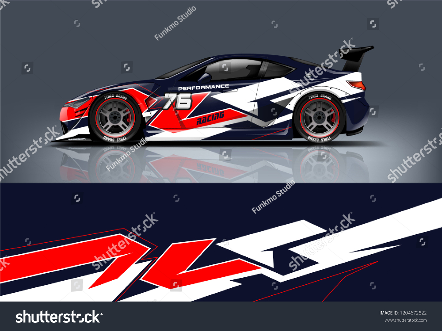 Racing car wrap design. sedan hatchback and sport car wrap design. abstract background with vector.