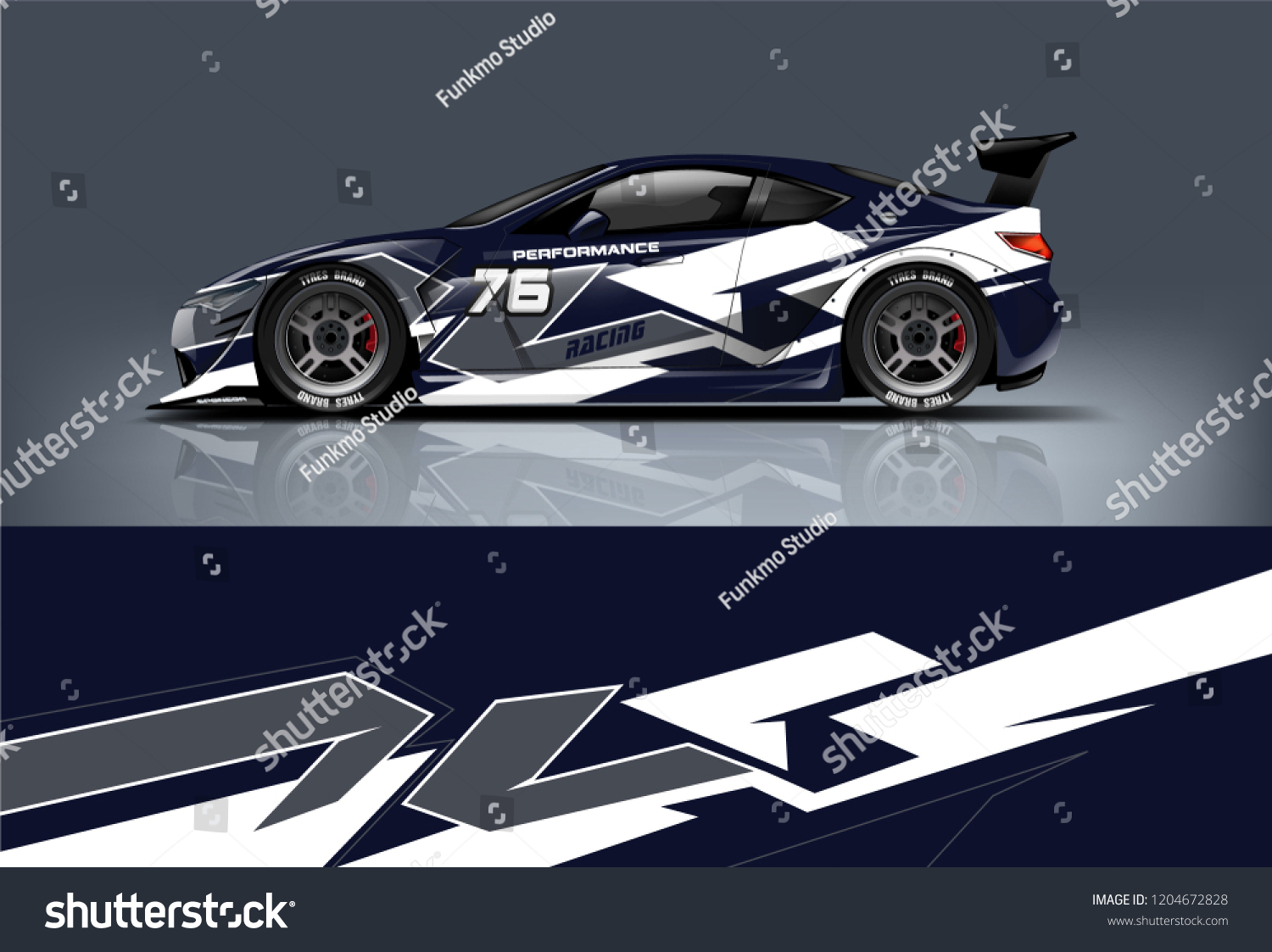 Racing car wrap design. sedan hatchback and sport car wrap design. abstract background with vector.