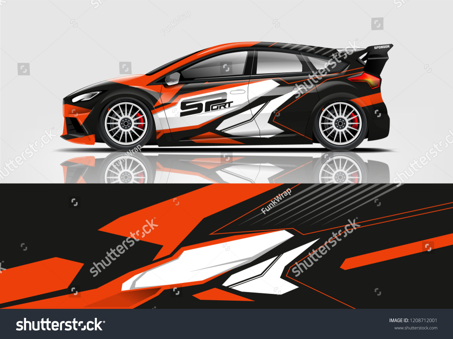 Racing Hatchback car wrap decal and sticker design. vector eps 10 format.