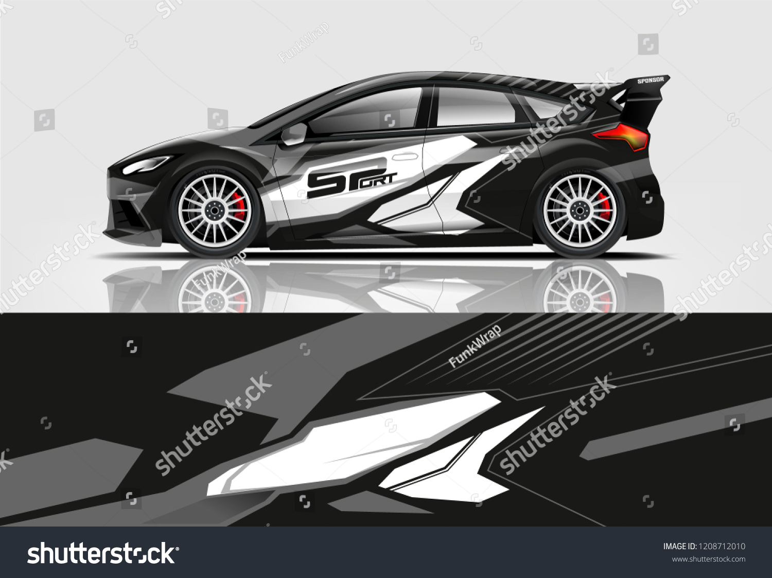 Racing Hatchback car wrap decal and sticker design. vector eps 10 format.