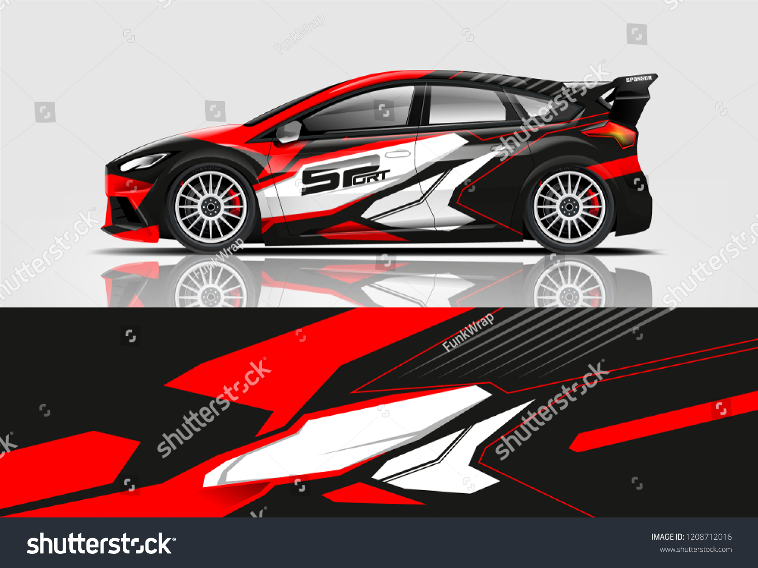 Racing Hatchback car wrap decal and sticker design. vector eps 10 format.