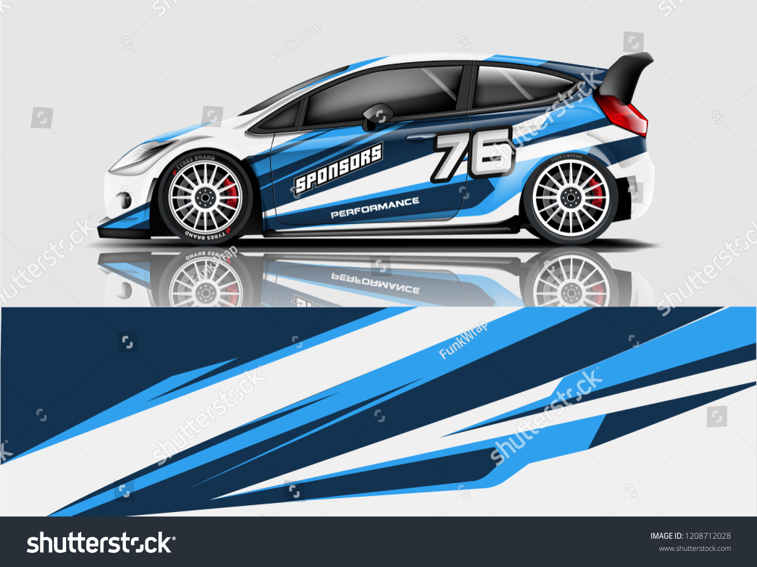 Racing Hatchback car wrap decal and sticker design. vector eps 10 format.