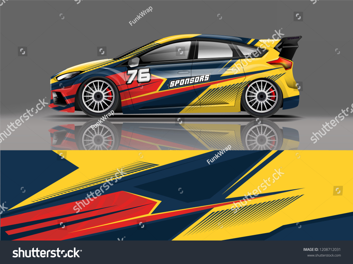 Racing Hatchback car wrap decal and sticker design. vector eps 10 format.