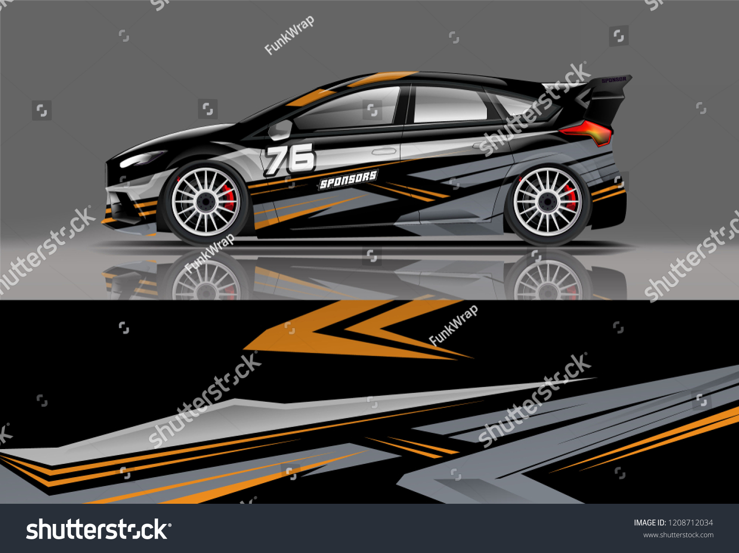 Racing Hatchback car wrap decal and sticker design. vector eps 10 format.