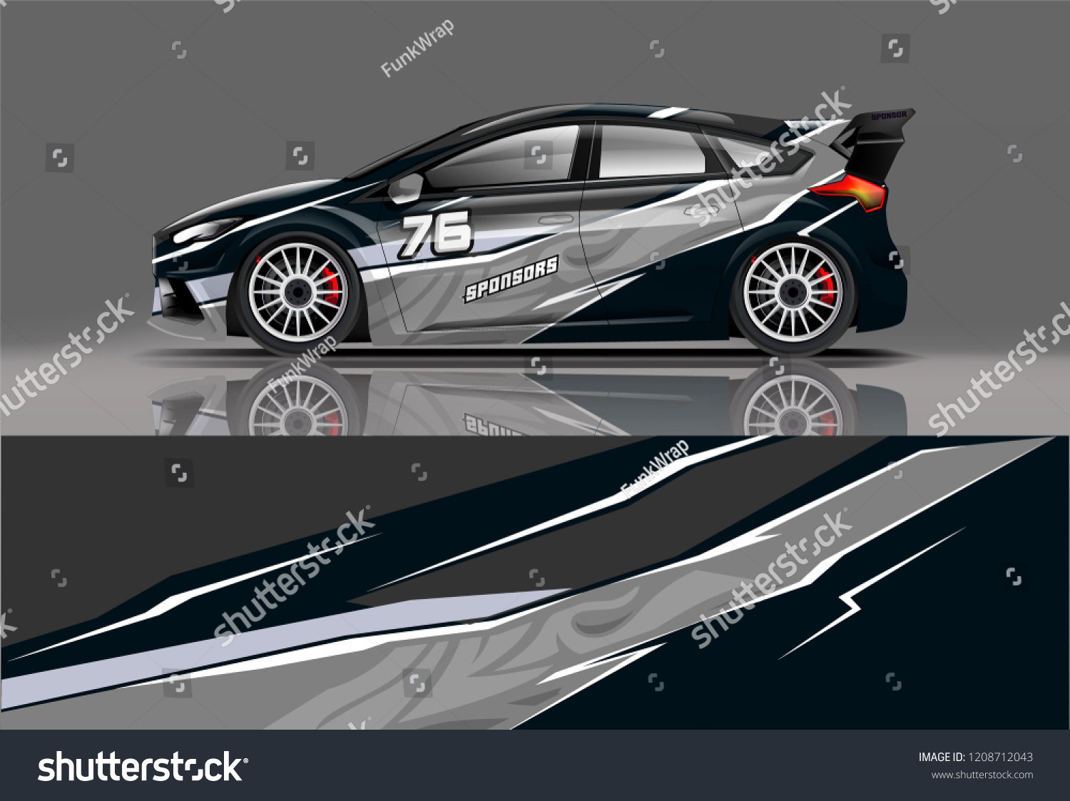 Racing Hatchback car wrap decal and sticker design. vector eps 10 format.